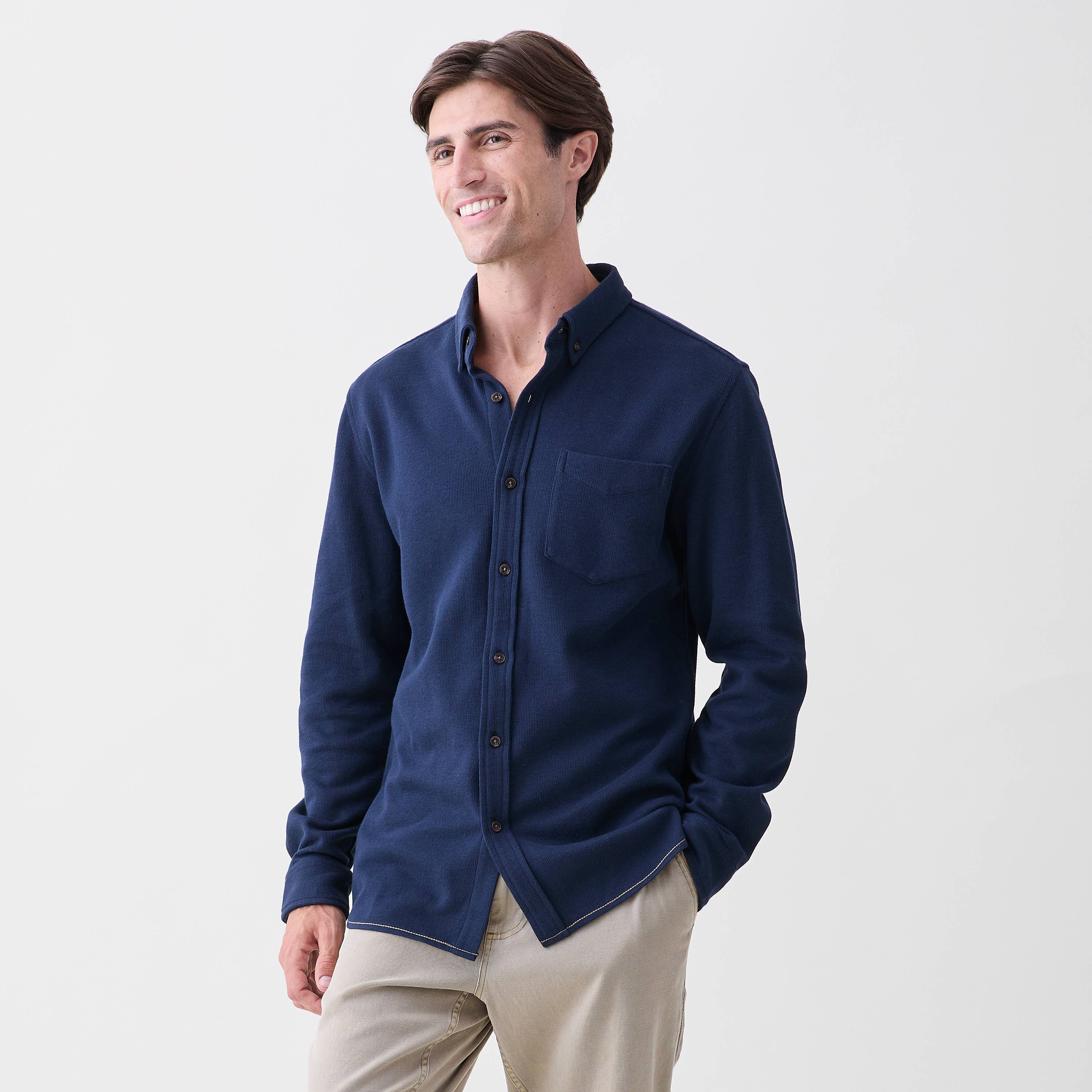 Brian l/s soft rib knit 1 pocket shirt