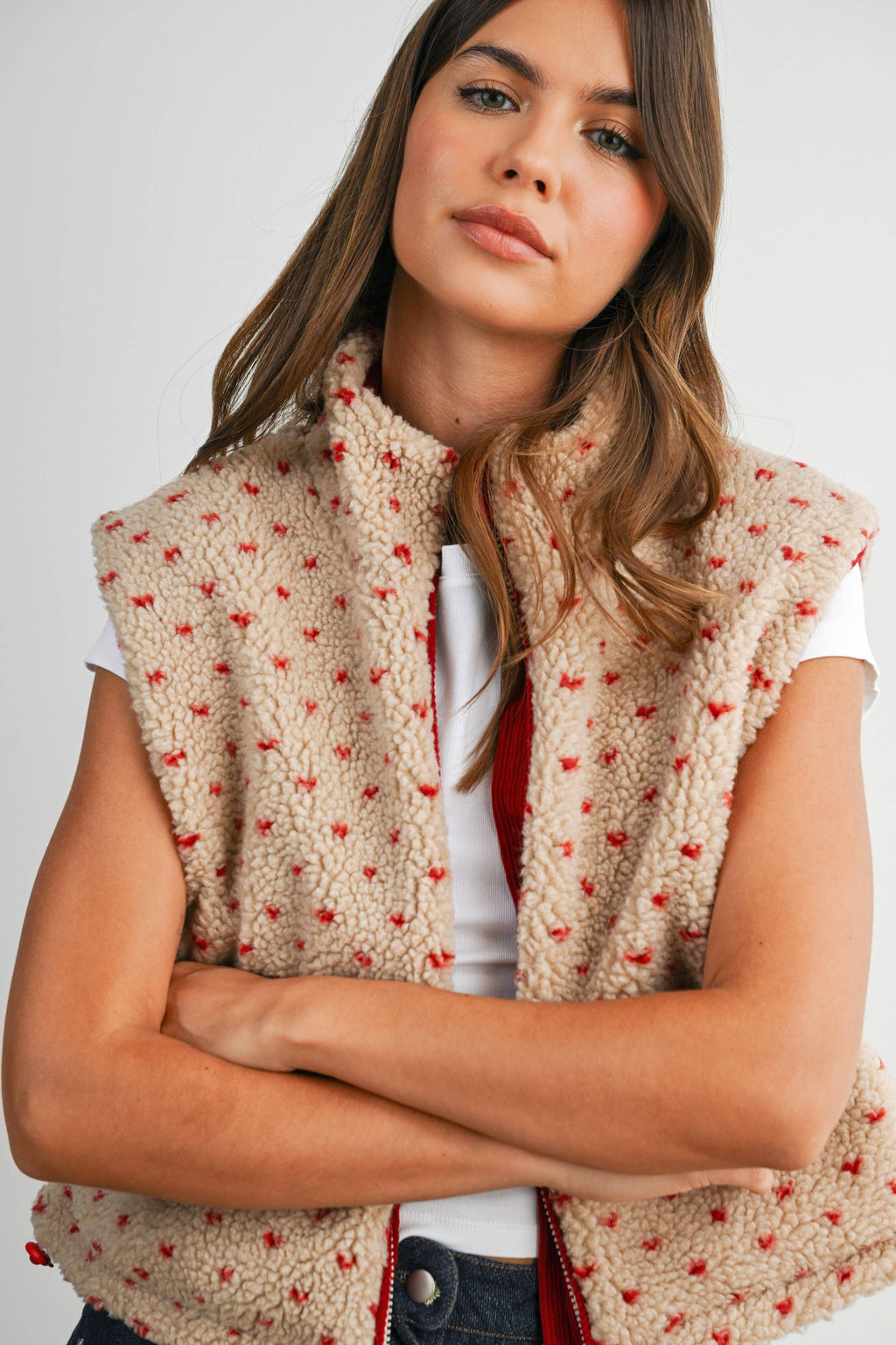 Floral Fleece Sleeveless Vest - BMJ7849