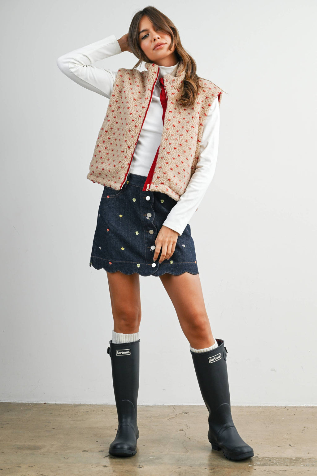 Floral Fleece Sleeveless Vest - BMJ7849