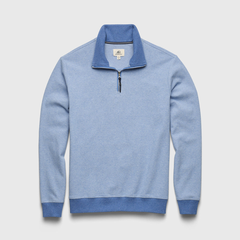 Bobby Stripe Fleece Quarter Zip - Sapphire Blue