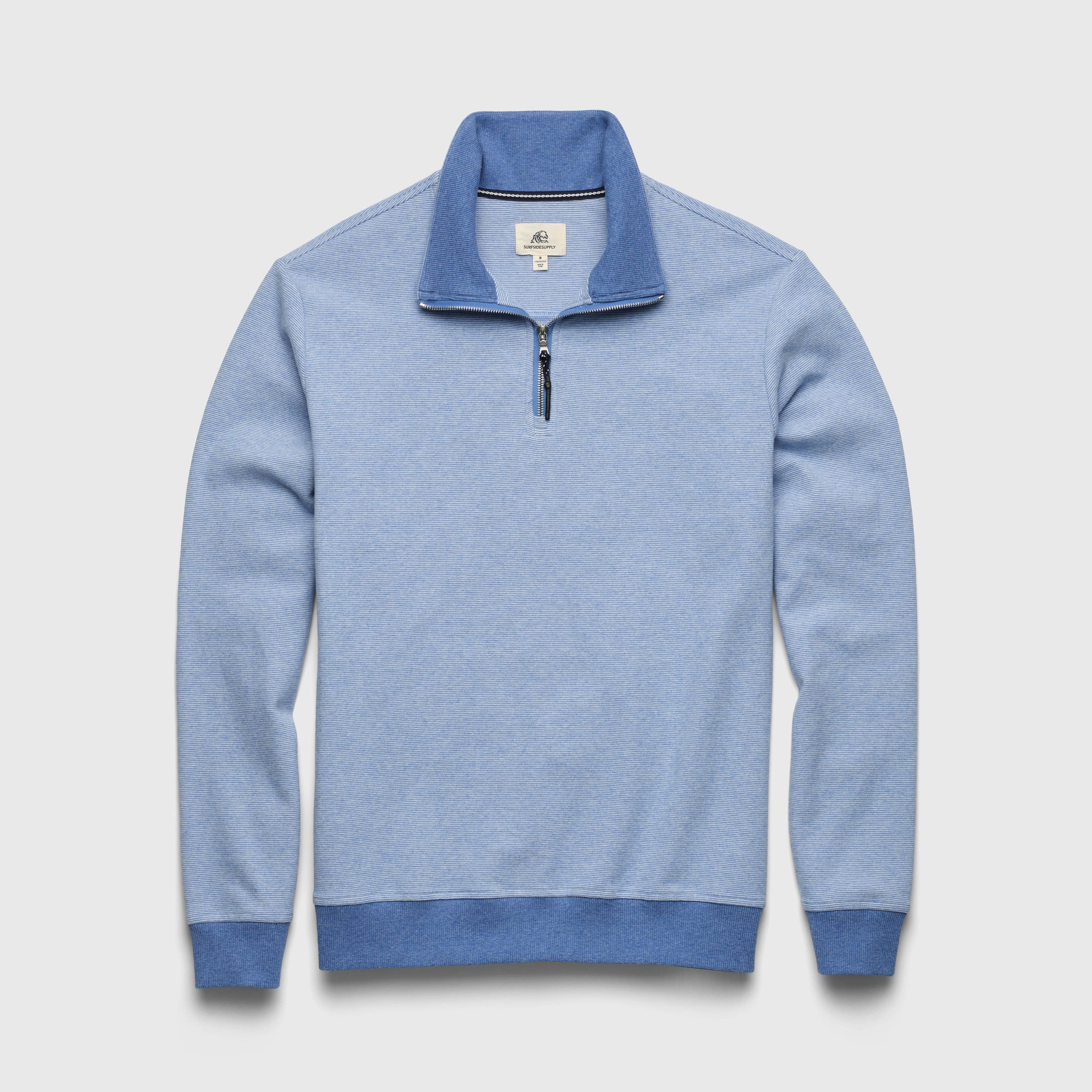 Bobby Stripe Fleece Quarter Zip - Sapphire Blue