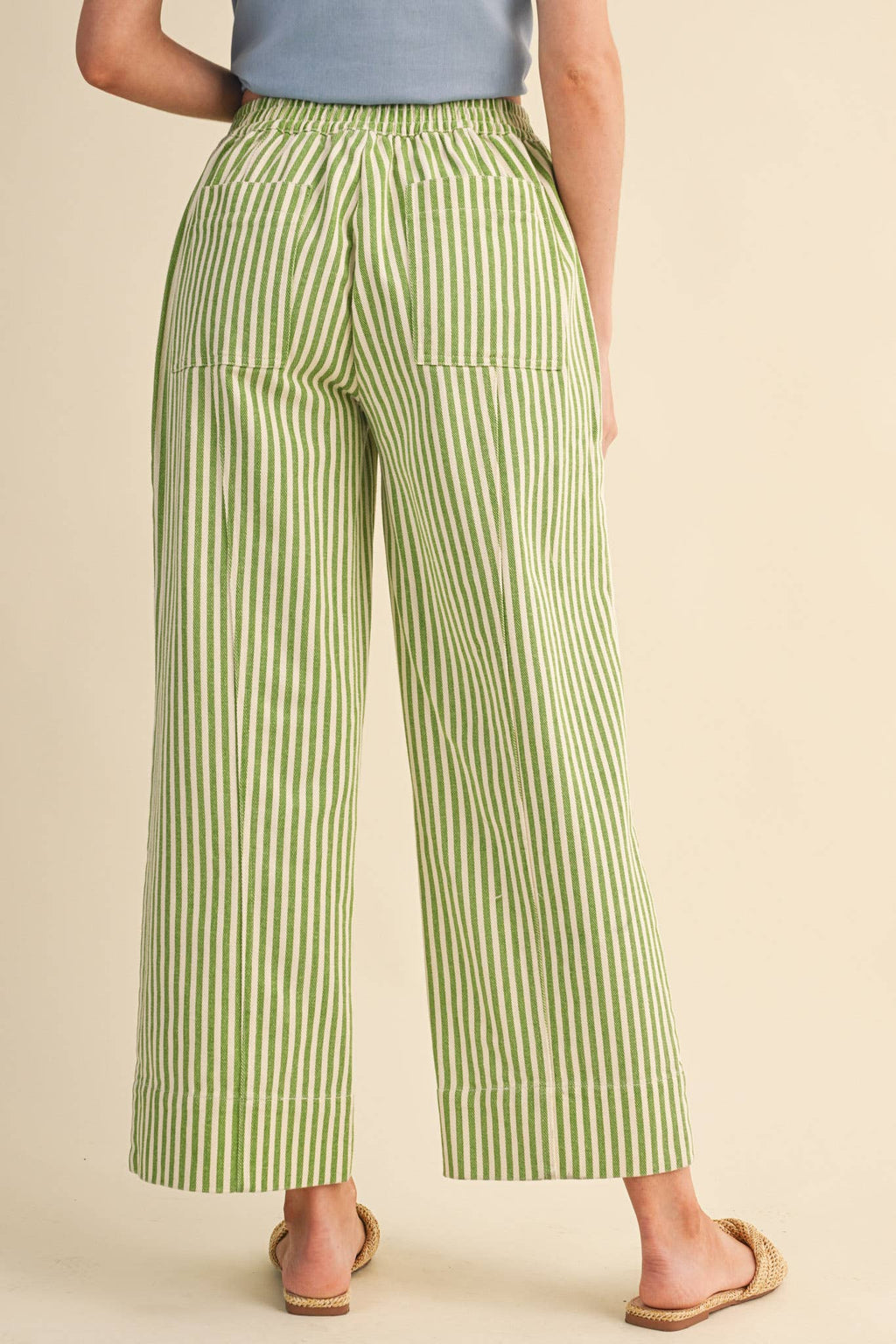 STRIPED WIDE LEG DRAWSTRING PANTS MP5090