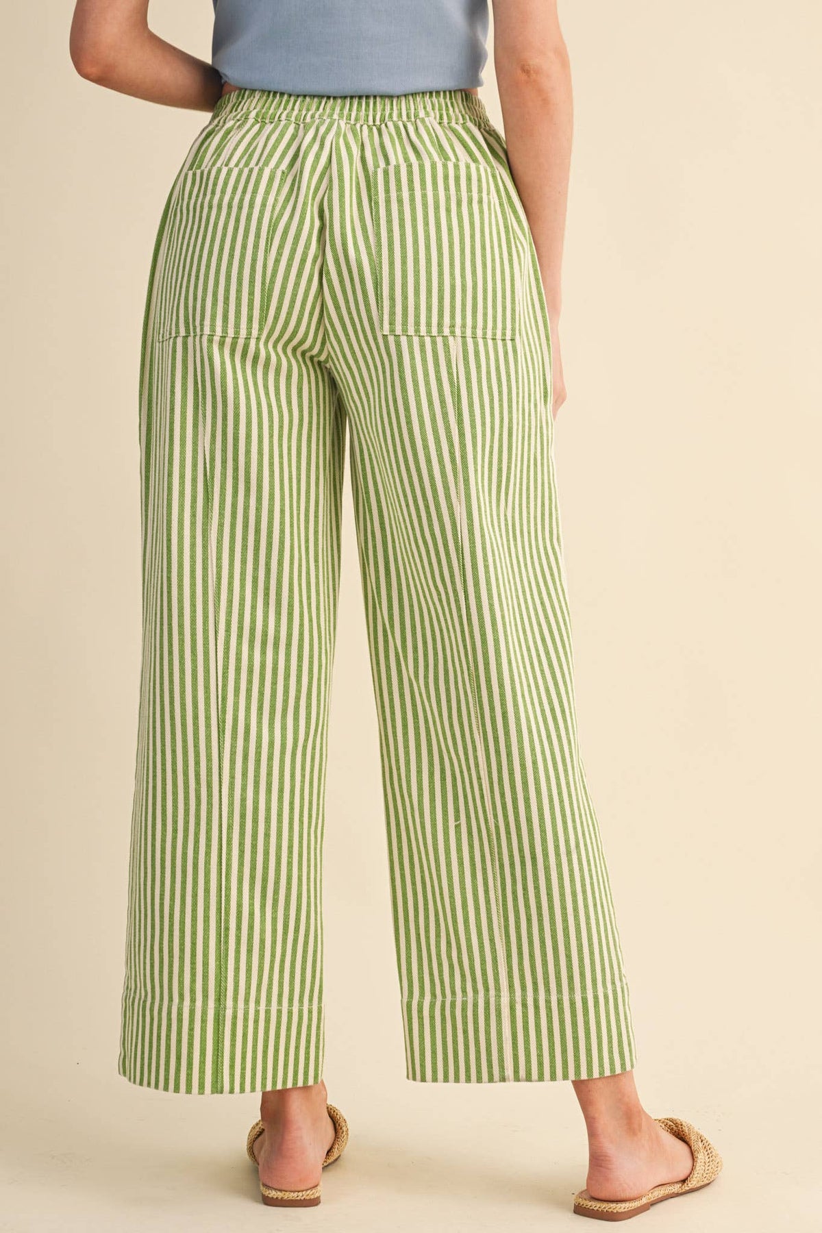 STRIPED WIDE LEG DRAWSTRING PANTS MP5090