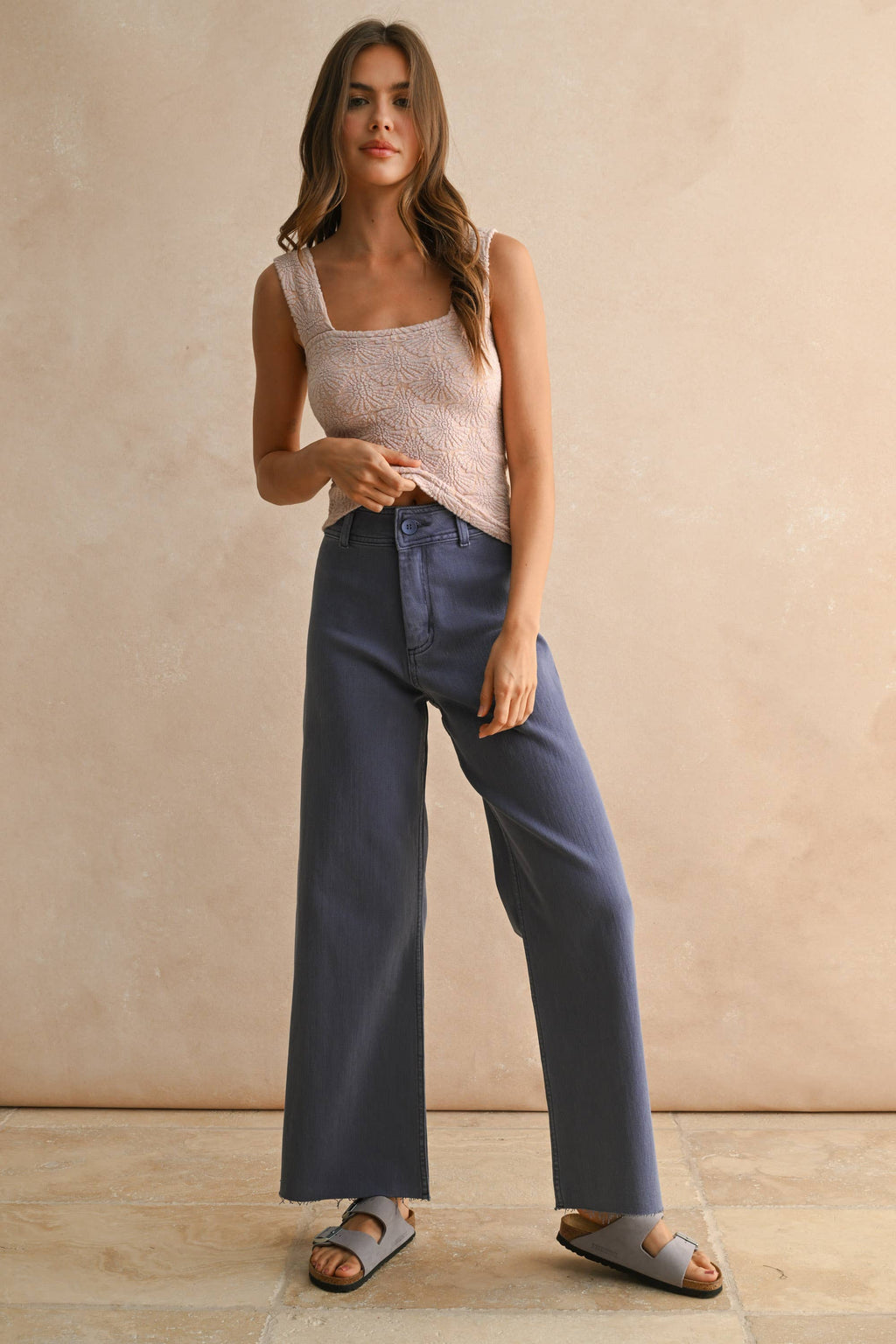 MMP623   STRAIGHT WIDE LEG DENIM PANTS