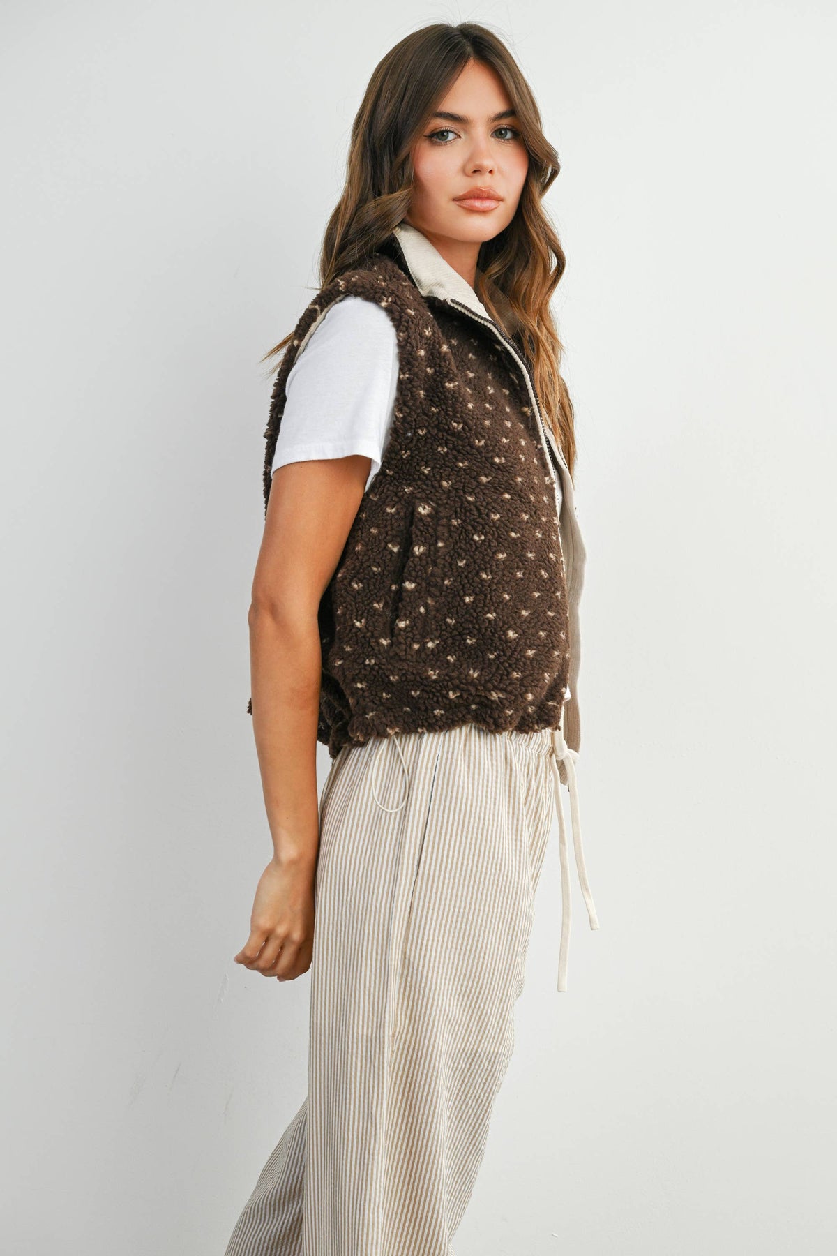 Floral Fleece Sleeveless Vest - BMJ7849