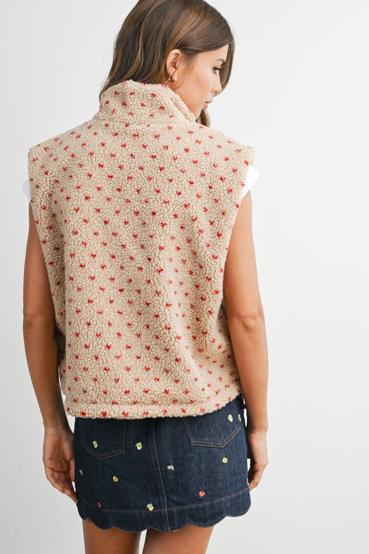Floral Fleece Sleeveless Vest - BMJ7849