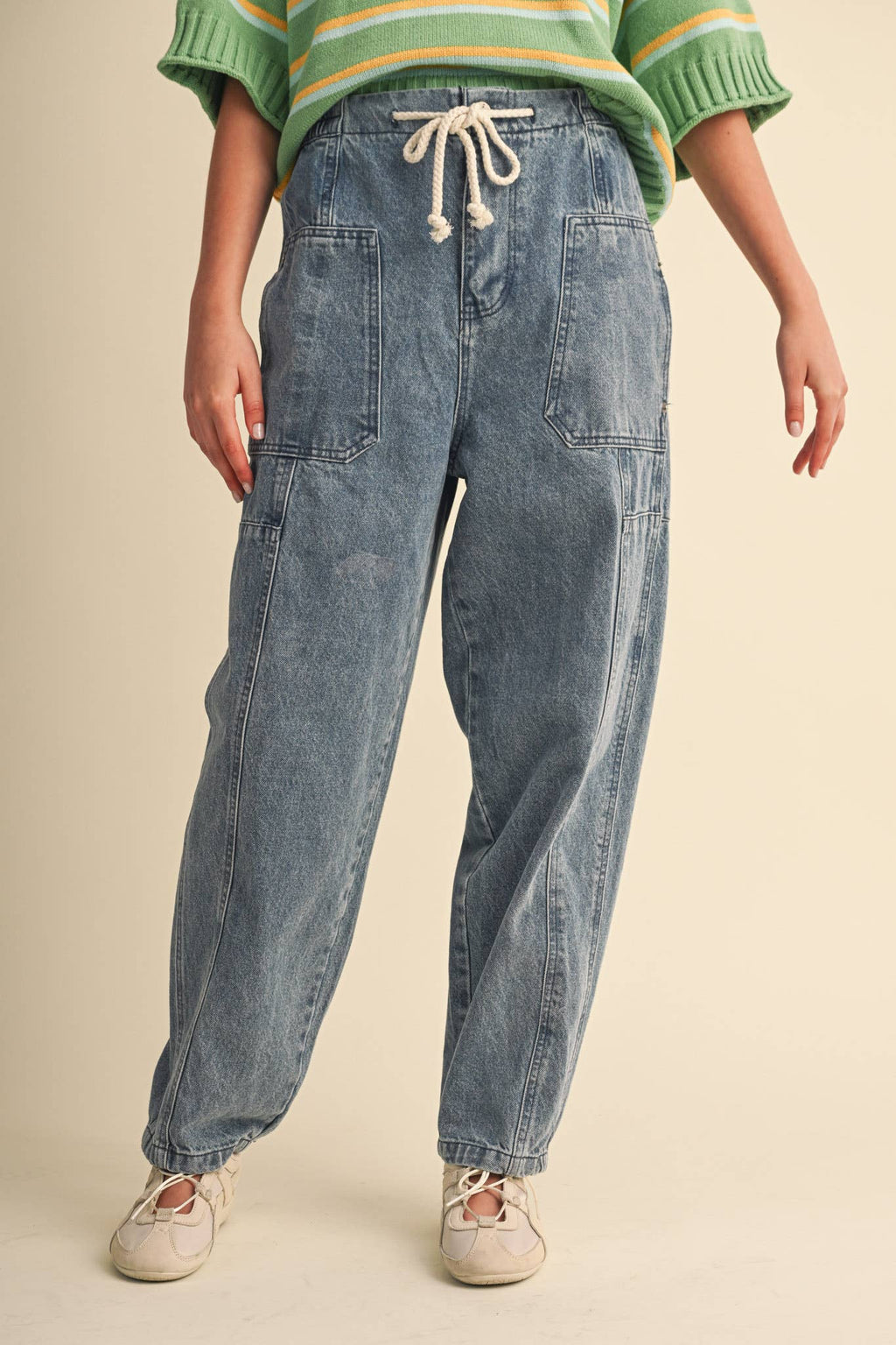 DENIM UTILITY BARREL PANTS MP5196
