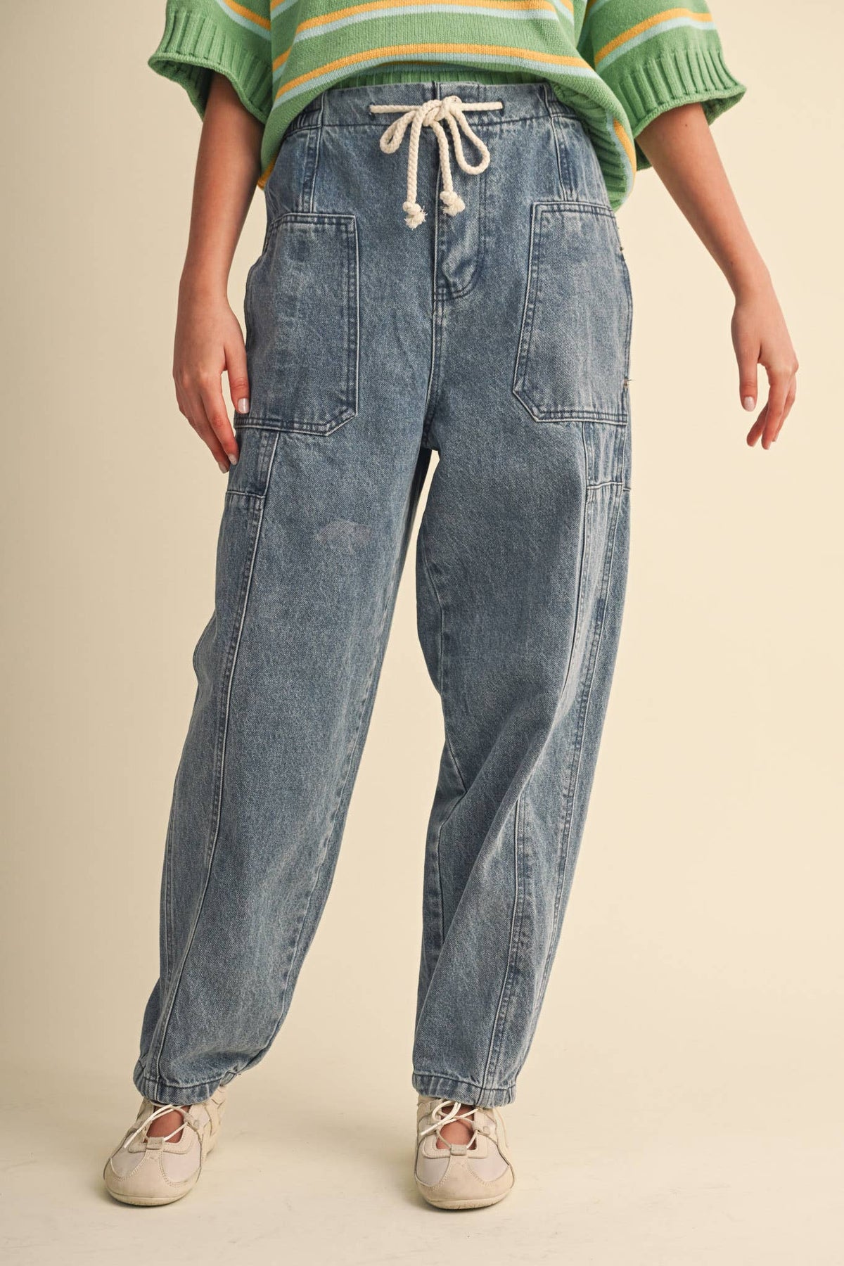 DENIM UTILITY BARREL PANTS MP5196