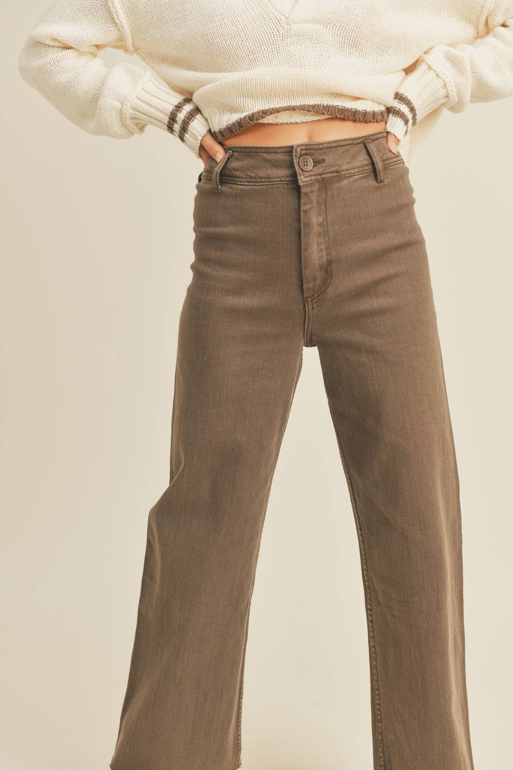 MMP623   STRAIGHT WIDE LEG DENIM PANTS