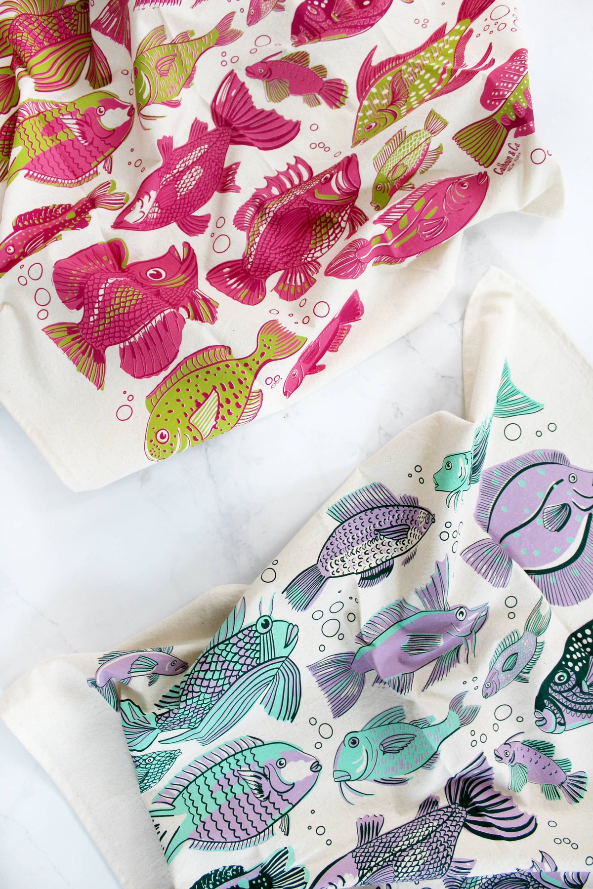 Go Fish Screen Printed Tea Towel
