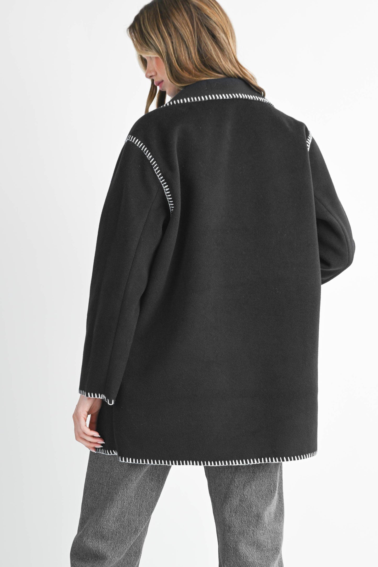Contrast Stitch Blend Coat