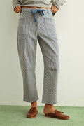 P6194   STRIPED PATTERN WASHED BARREL PANTS WITH BELT