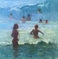 Ellis Sant'Andrea, Oil on Canvas "Catch the Wave" 20x20