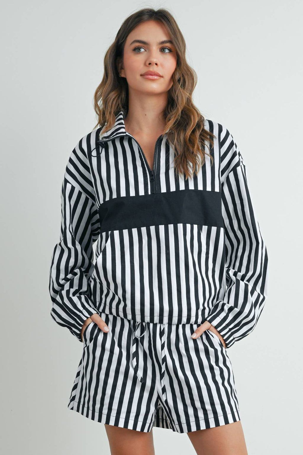 Striped Drawstring Pocket Boxer Shorts - BMP7534