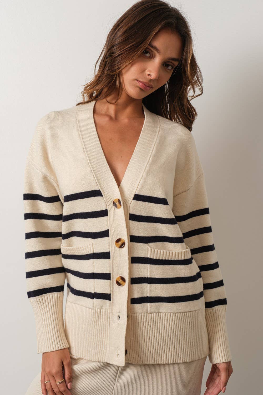 V-neck Cardigan With Long Sleeves