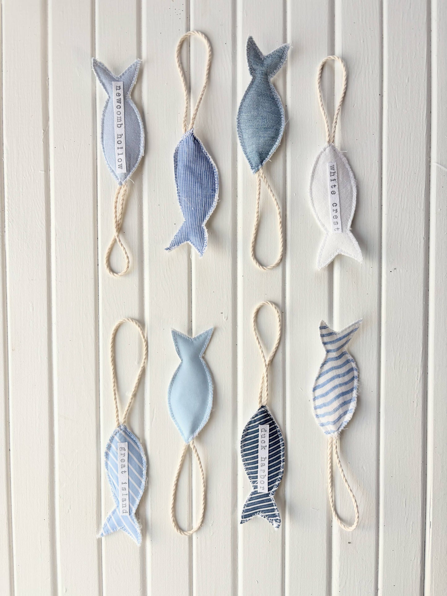 Personalized Upcycled Coastal Fabric Fish Ornament