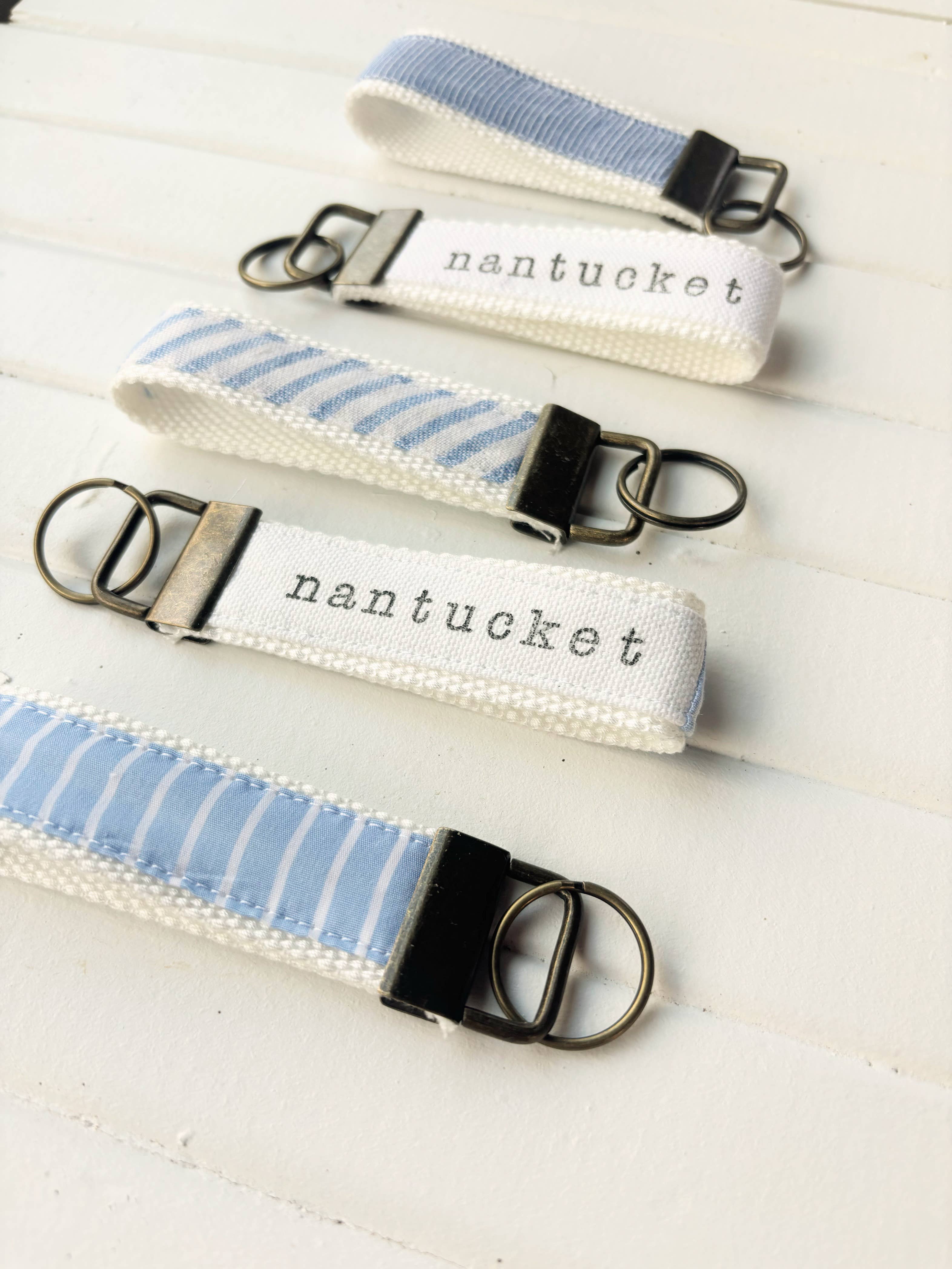 Mystic Coastal Stripes Upcycled Fabric Key Fobs