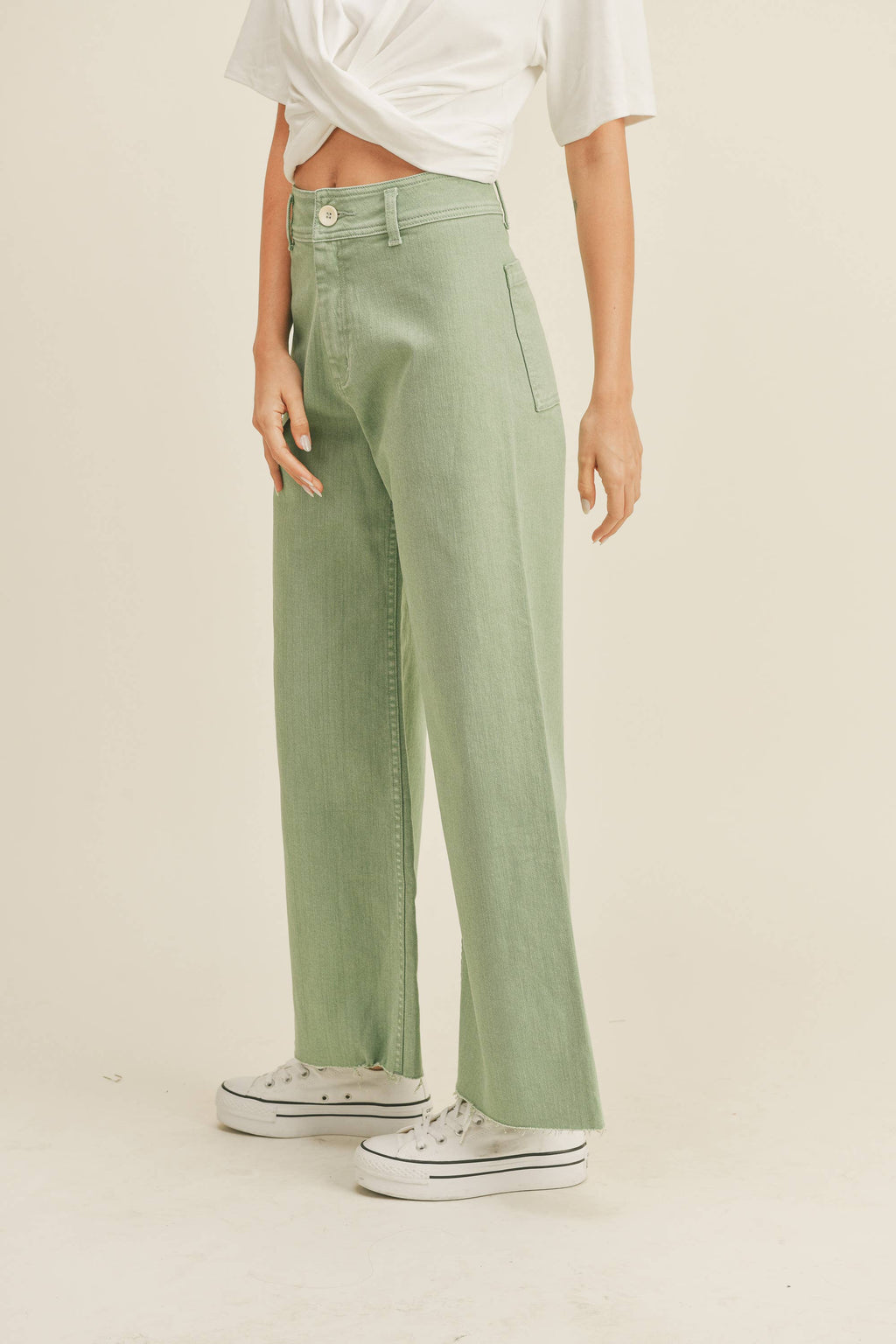 MMP623   STRAIGHT WIDE LEG DENIM PANTS