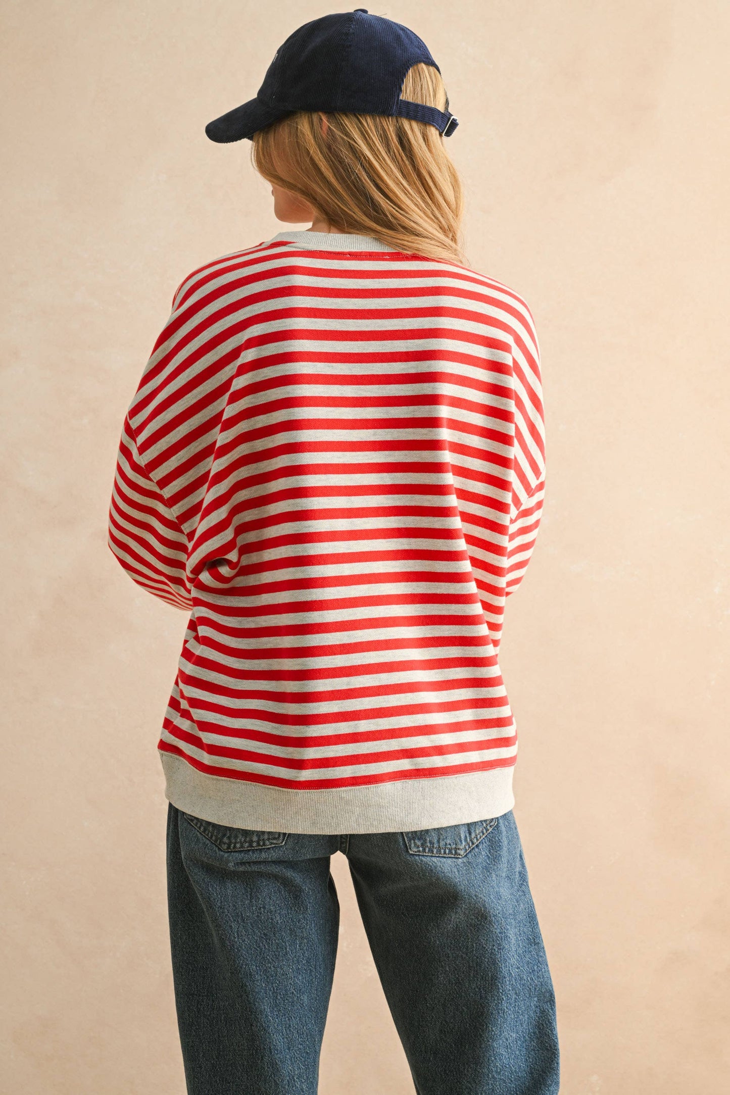 T4247   STRIPED KNITTED LONG SLEEVE PULLOVER