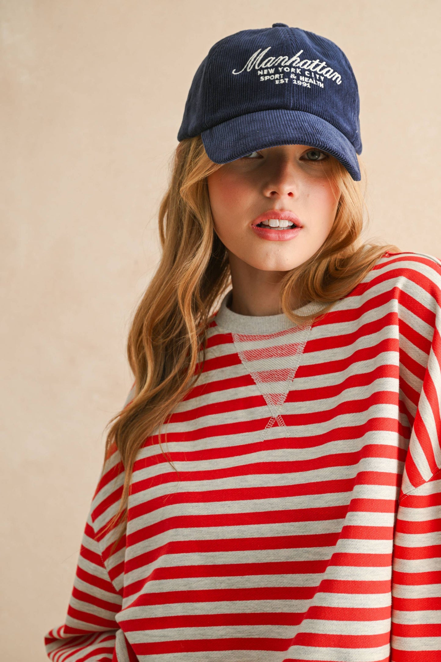 T4247   STRIPED KNITTED LONG SLEEVE PULLOVER