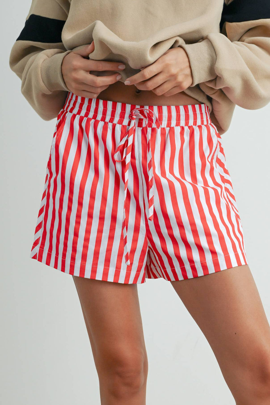 Striped Drawstring Pocket Boxer Shorts - BMP7534