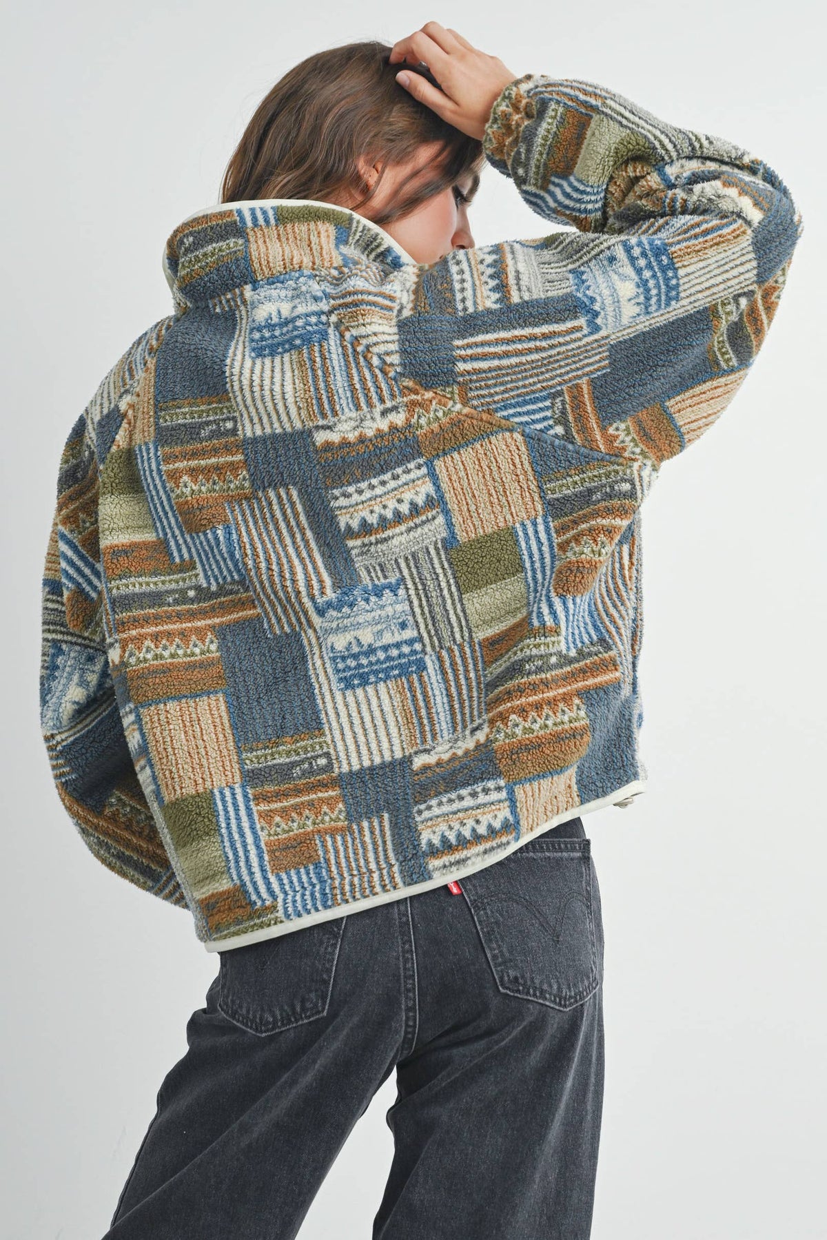 Patchwork Print Multicolor Sweatshirt - BMT7495