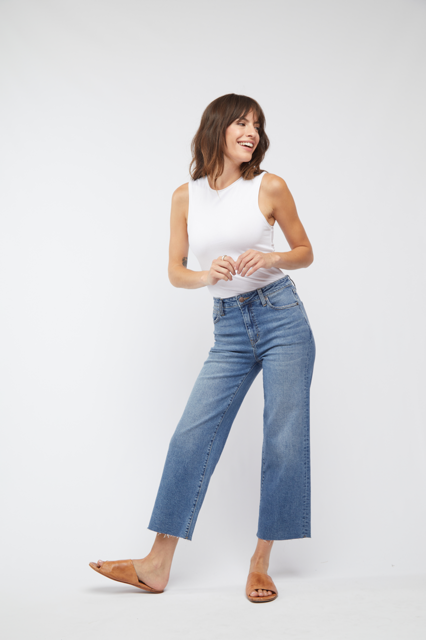 Aberdeen Ankle Crop High Rise Jean, Vintage Worn