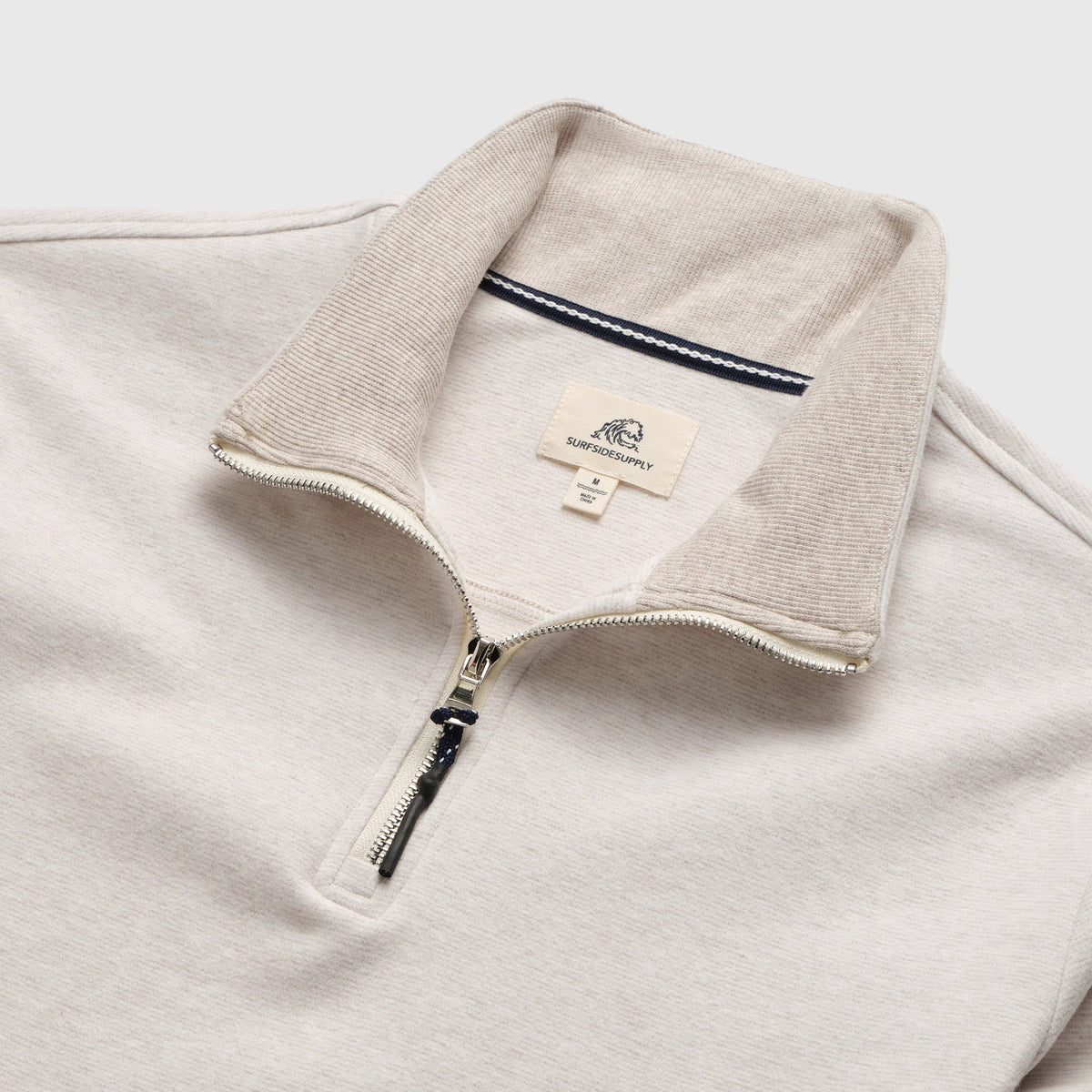 Bobby Stripe Fleece Quarter Zip - Taupe Heather