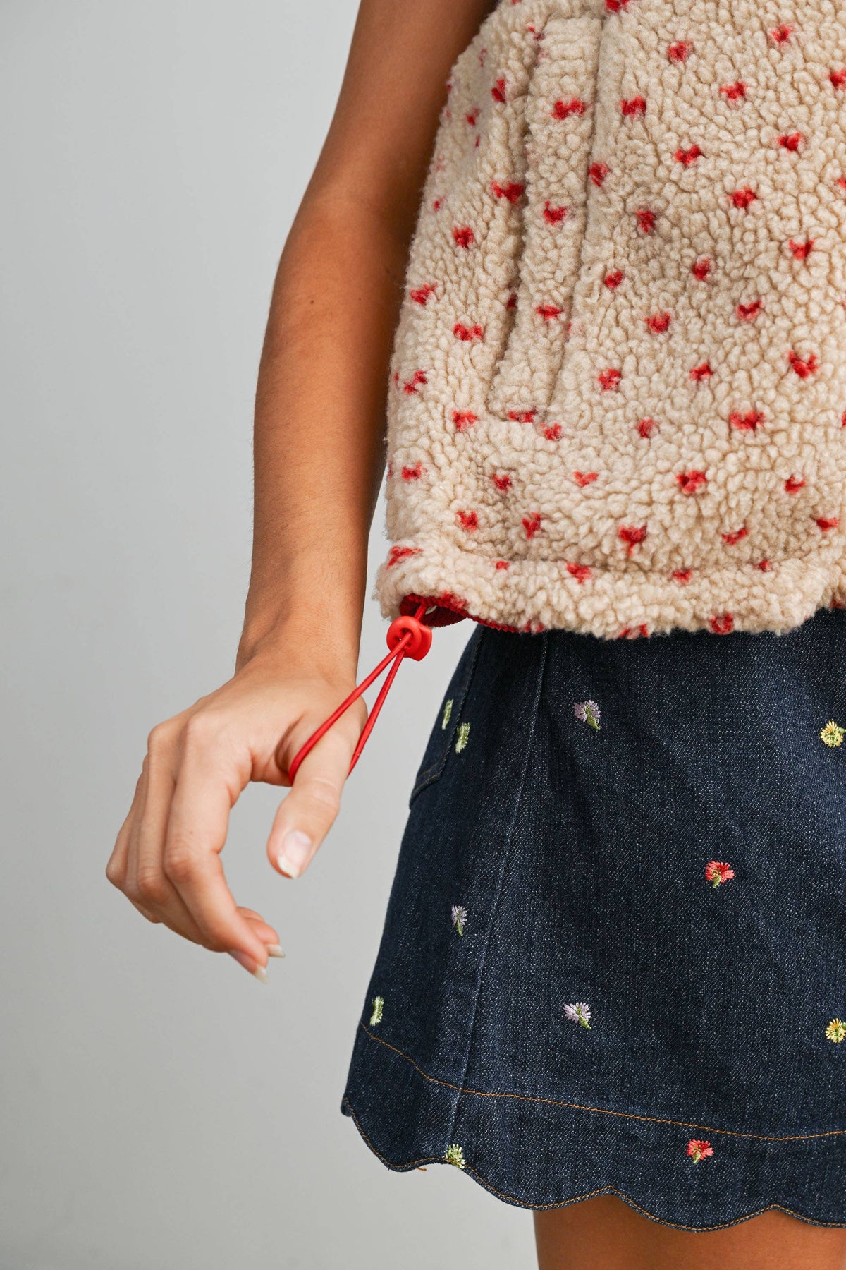 Floral Fleece Sleeveless Vest - BMJ7849