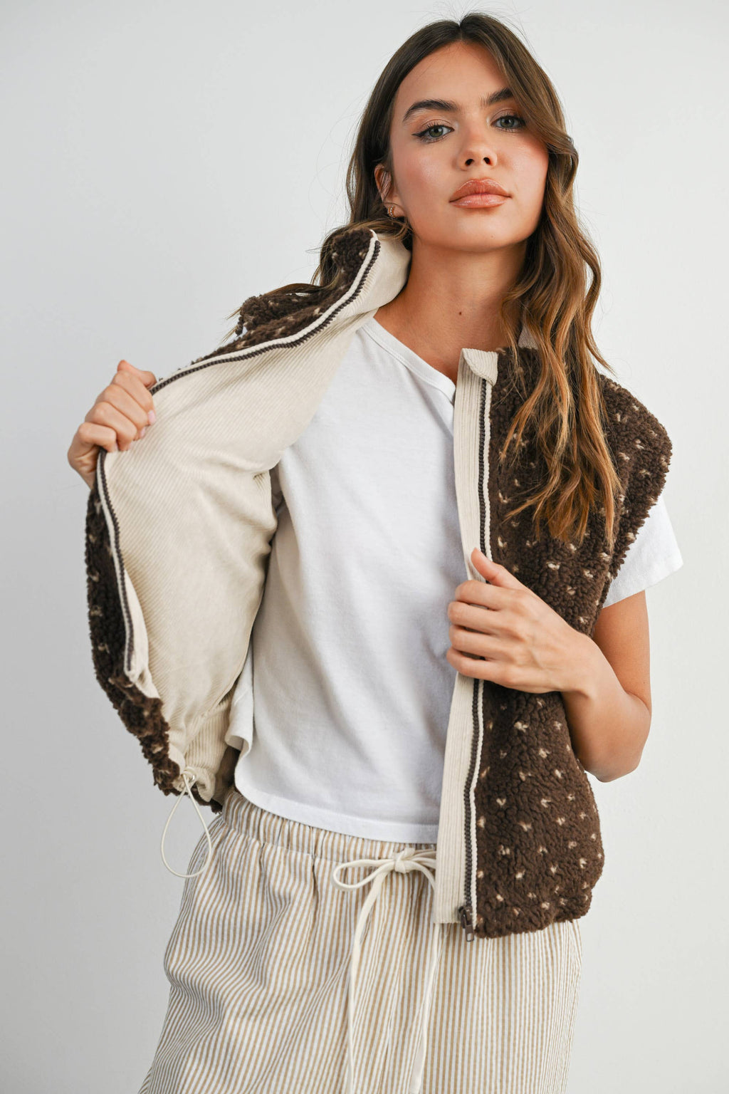 Floral Fleece Sleeveless Vest - BMJ7849