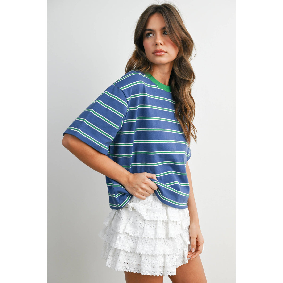 Striped Boxy Cropped T-Shirt - BMT8347