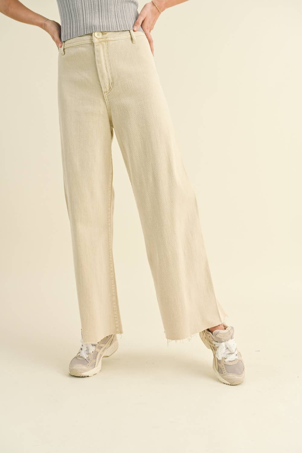 MMP623   STRAIGHT WIDE LEG DENIM PANTS