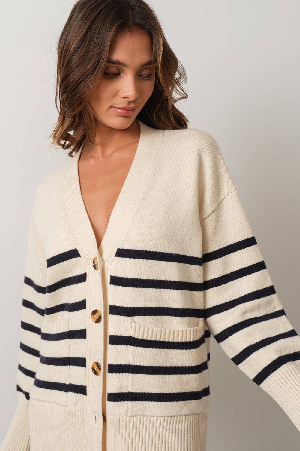 V-neck Cardigan With Long Sleeves