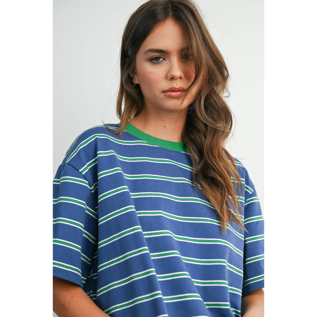 Striped Boxy Cropped T-Shirt - BMT8347