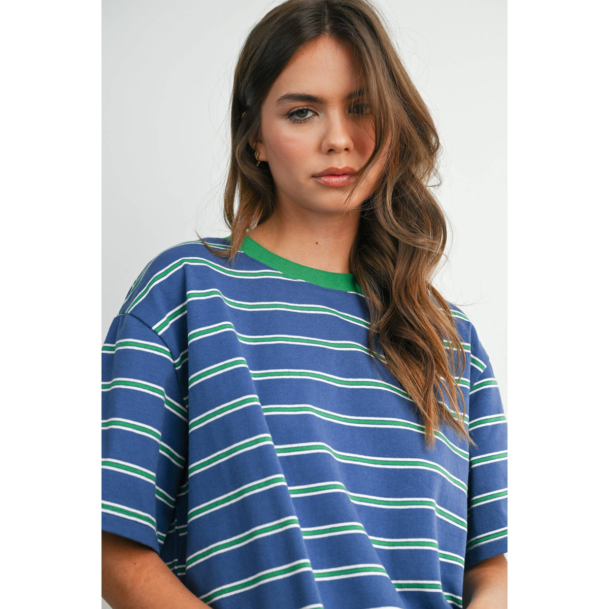 Striped Boxy Cropped T-Shirt - BMT8347
