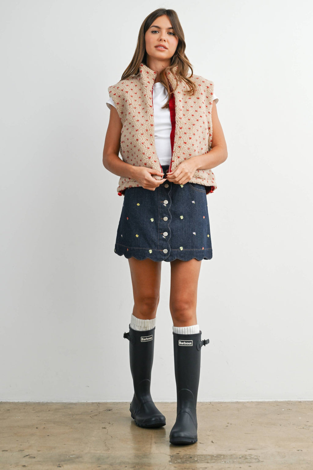 Floral Fleece Sleeveless Vest - BMJ7849