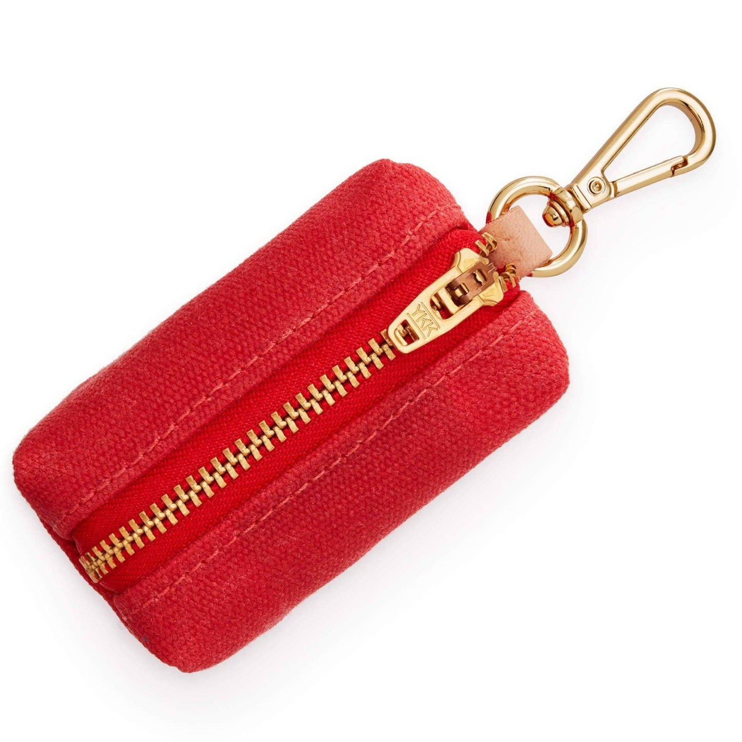 Ruby Waxed Canvas Poop Bag Dispenser: Red