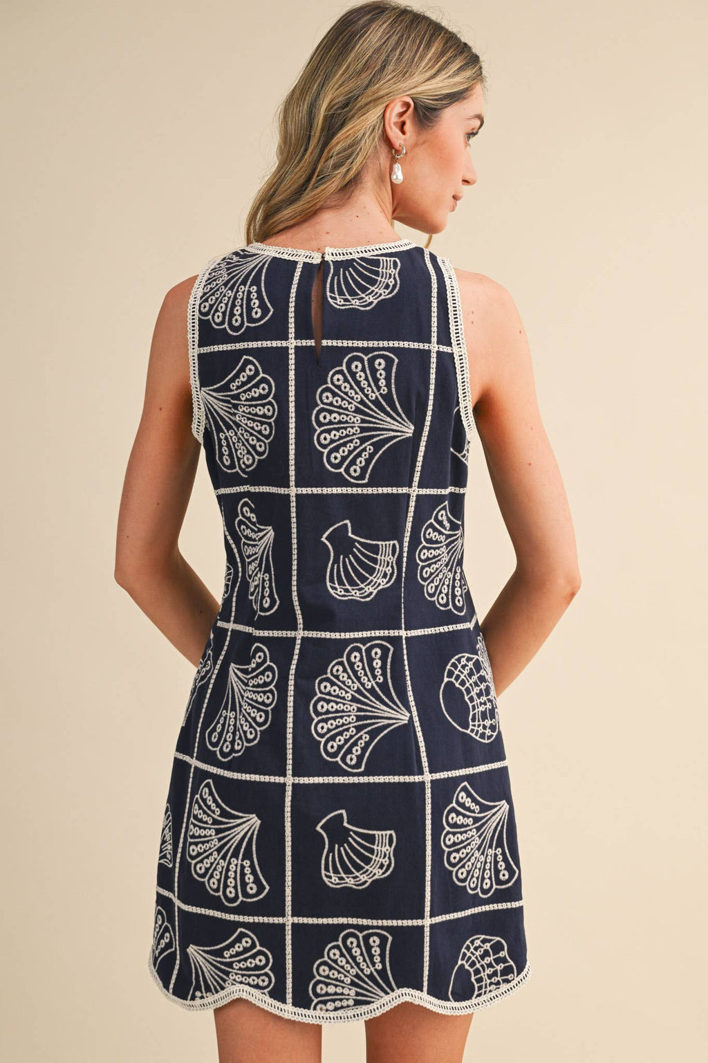 EMBROIDERED SHELLS A LINE MINI DRESS MDR4919