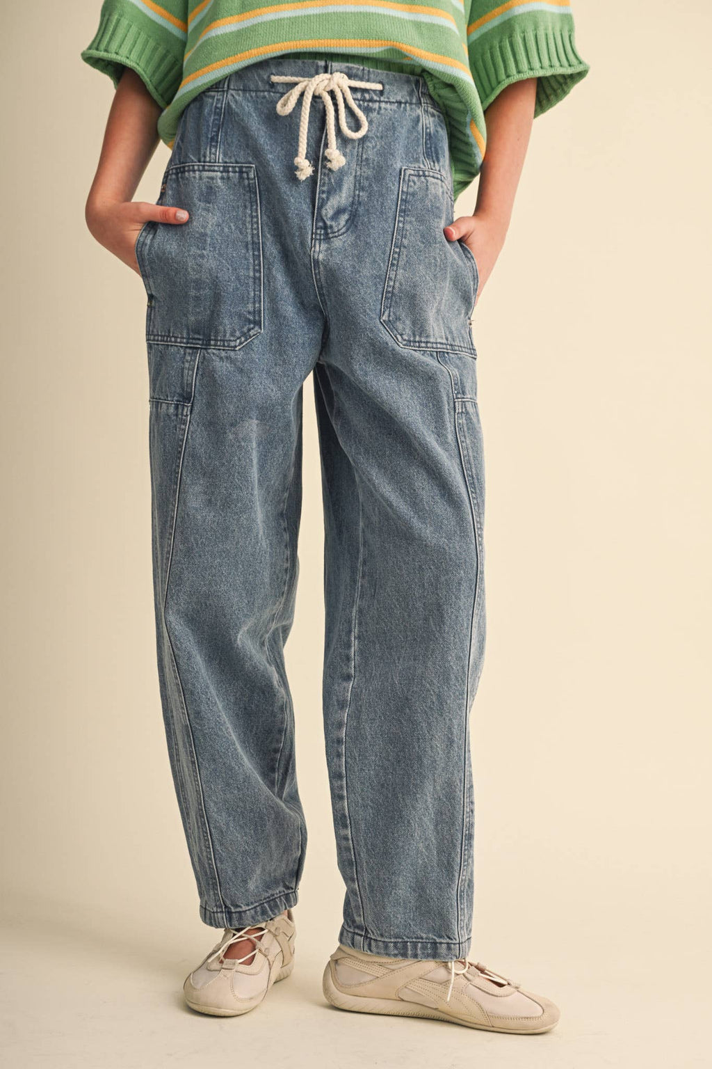 DENIM UTILITY BARREL PANTS MP5196