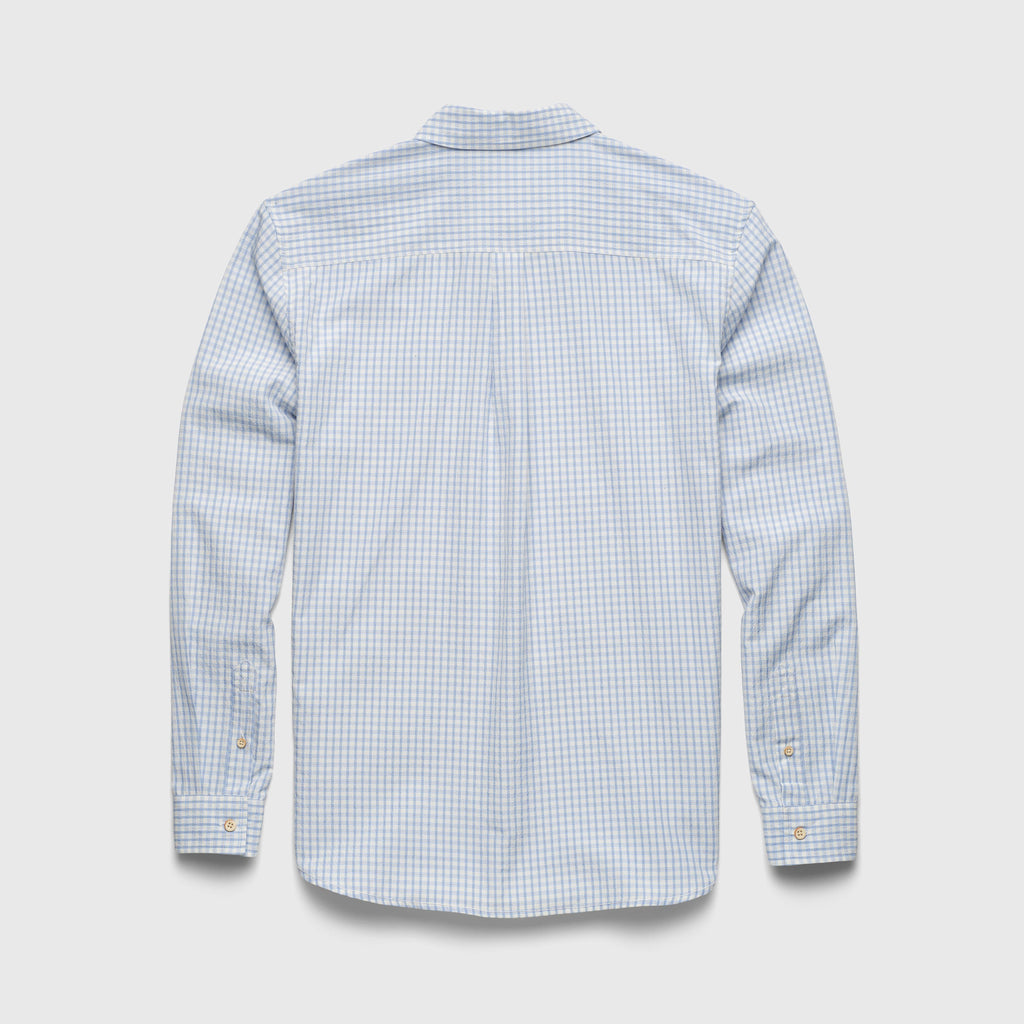 Brian Micro Check Seersucker Shirt - Blue
