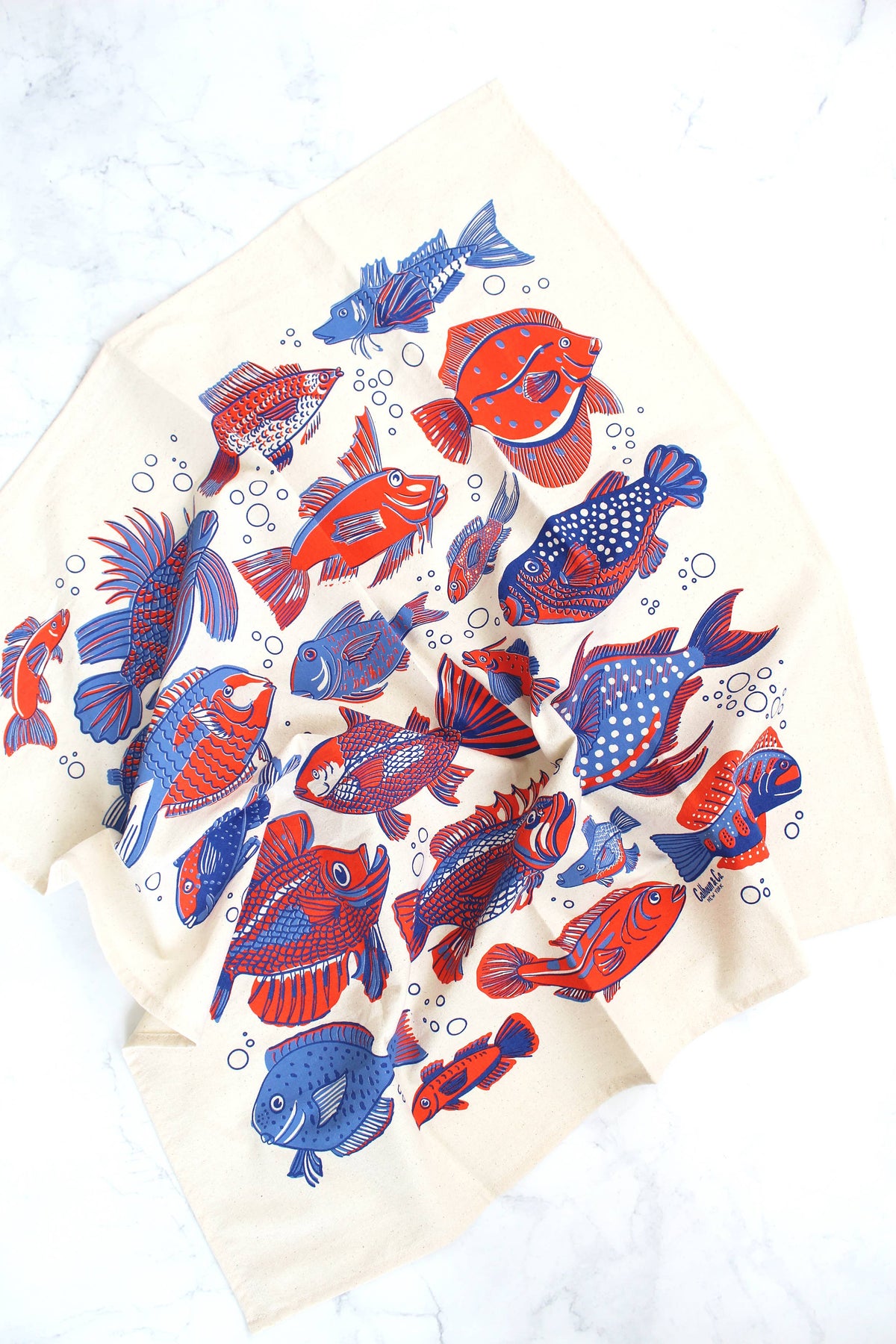 Go Fish Screen Printed Tea Towel