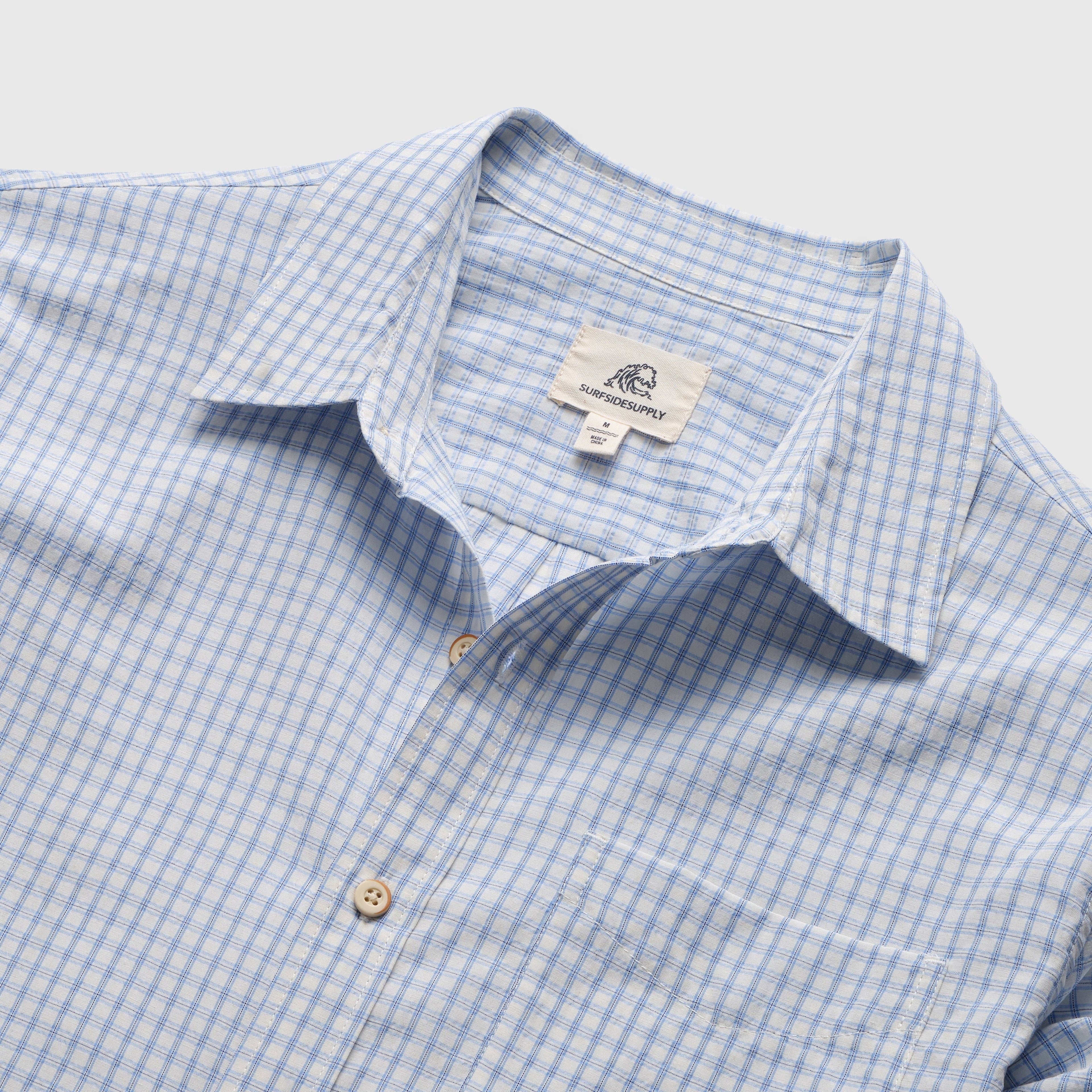 Brian Micro Check Seersucker Shirt - Blue