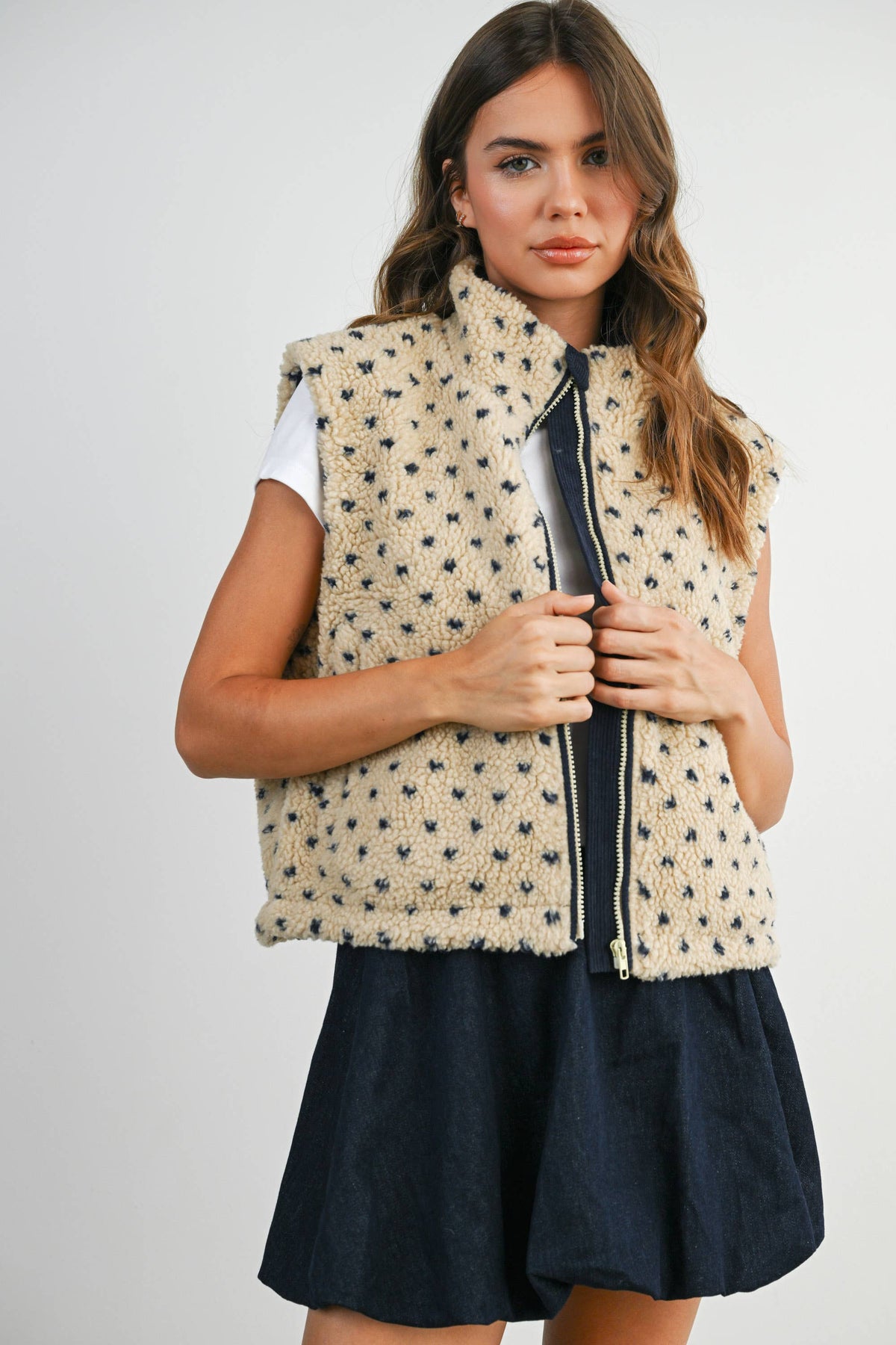 Floral Fleece Sleeveless Vest - BMJ7849