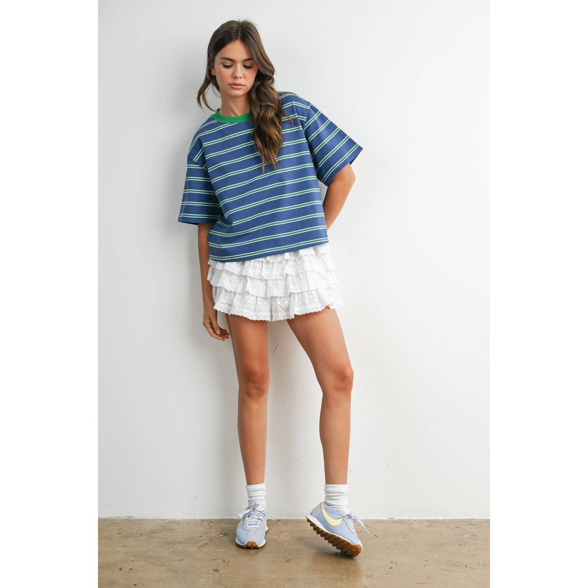 Striped Boxy Cropped T-Shirt - BMT8347