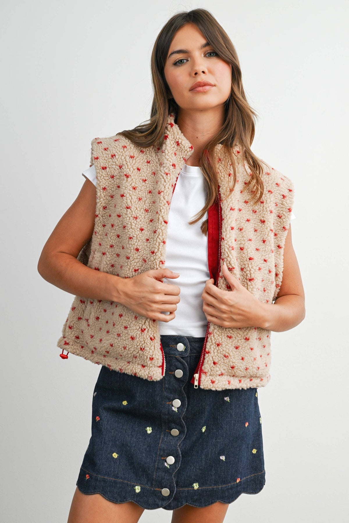 Floral Fleece Sleeveless Vest - BMJ7849