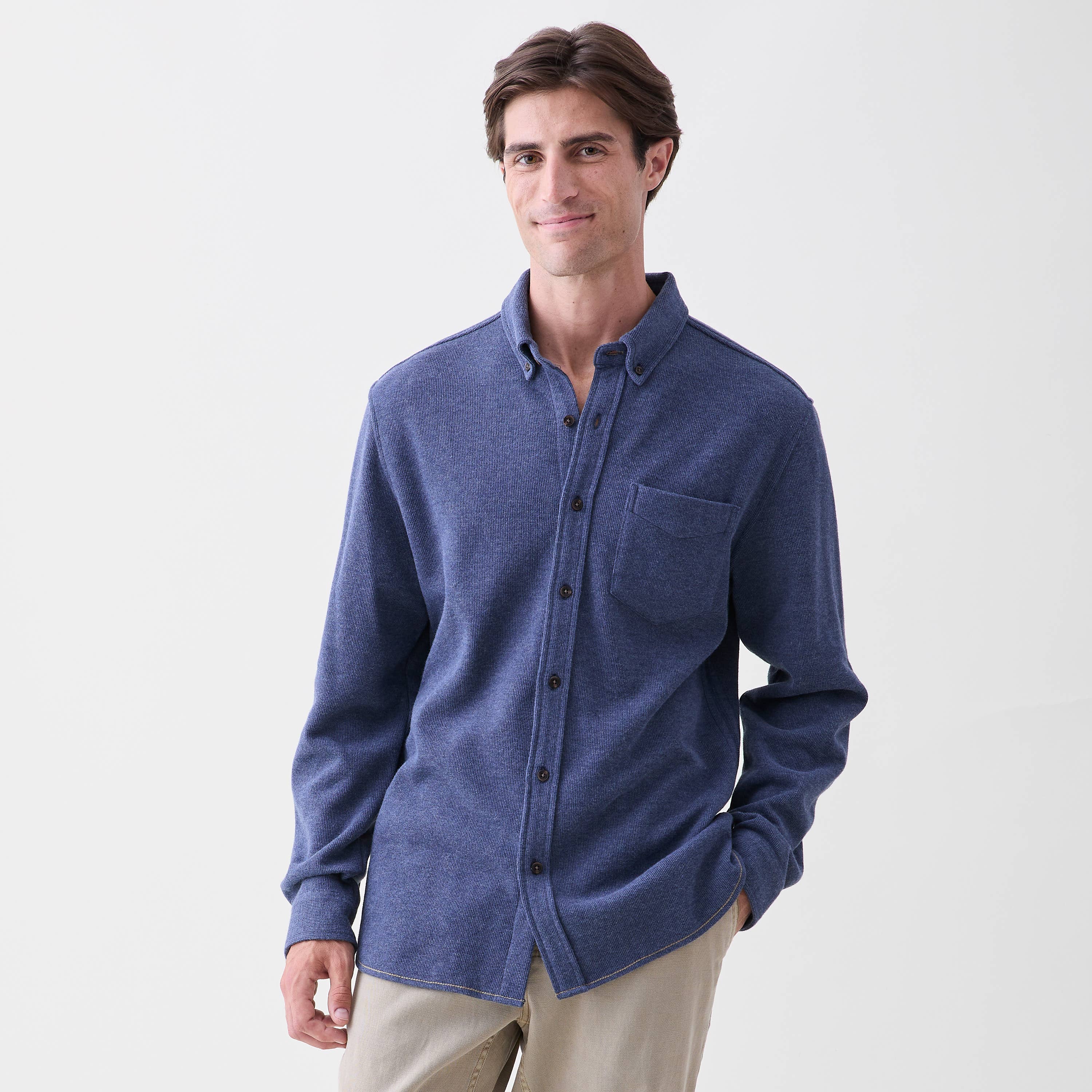 Brian l/s soft rib knit 1 pocket shirt