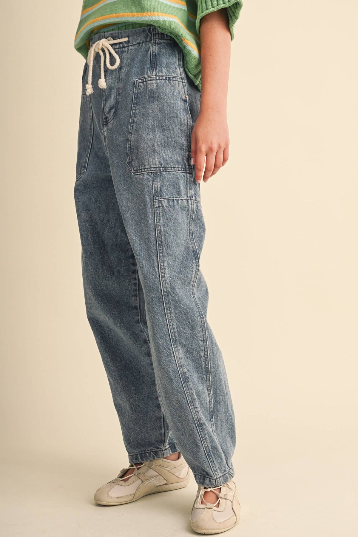 DENIM UTILITY BARREL PANTS MP5196