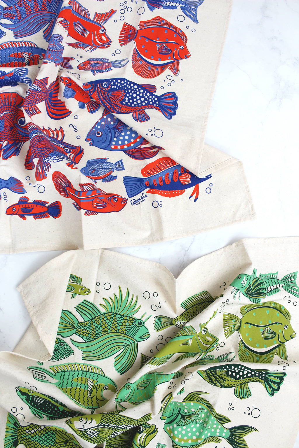 Go Fish Screen Printed Tea Towel