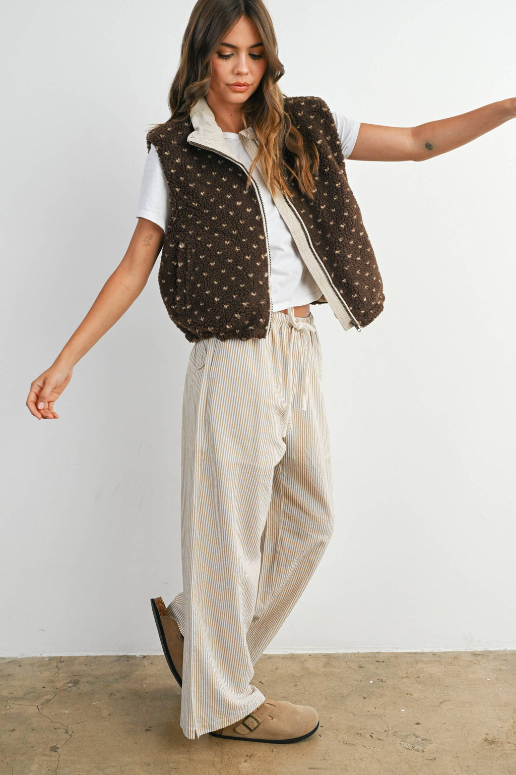 Floral Fleece Sleeveless Vest - BMJ7849