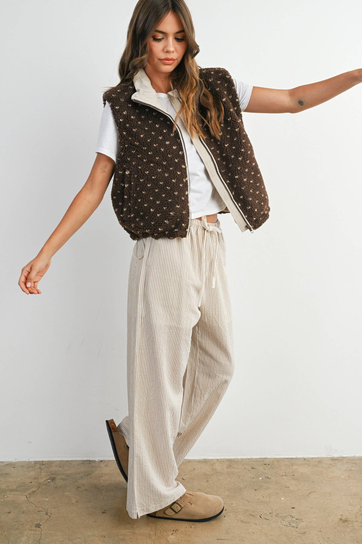Floral Fleece Sleeveless Vest - BMJ7849